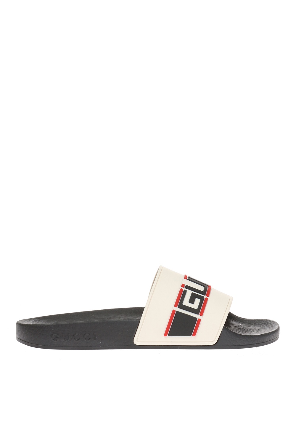 gucci logo embossed slides