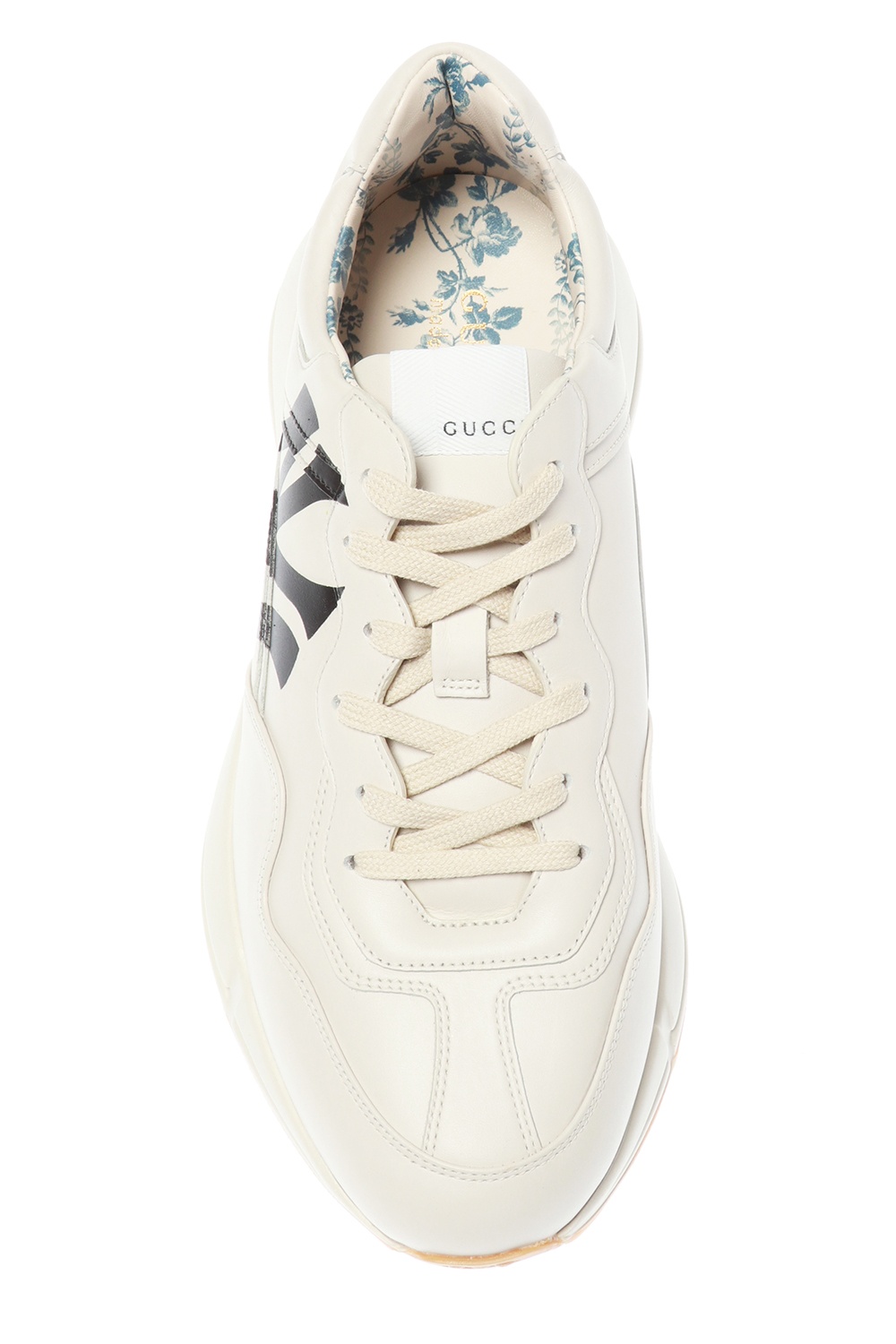 Gucci Cream Leather Rhyton NY Yankees Low Top Sneakers Size 43.5 Gucci