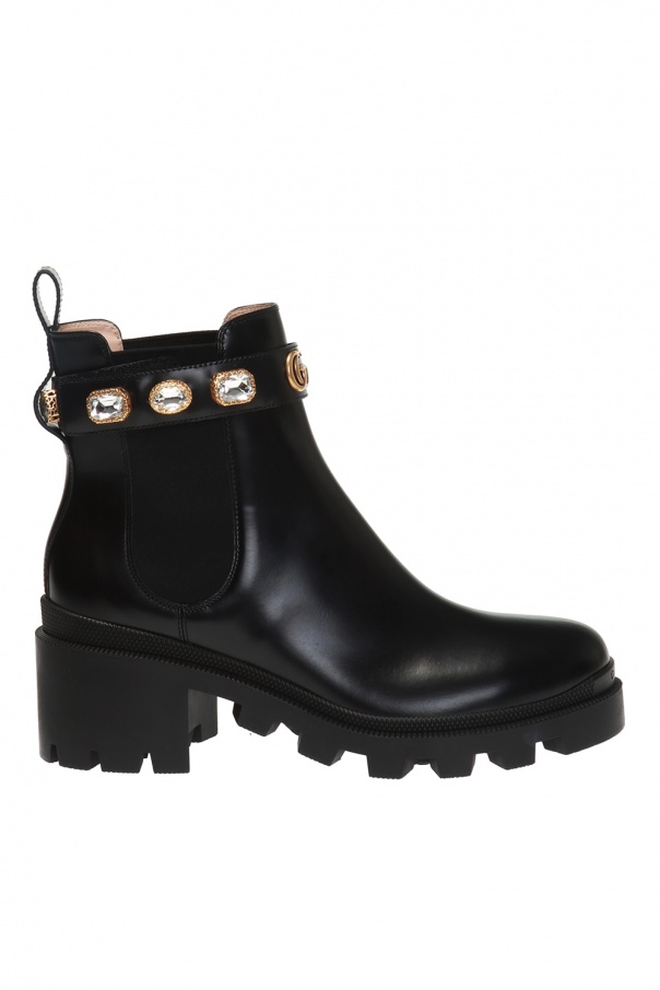 Gucci Crystal-embellished heeled ankle boots