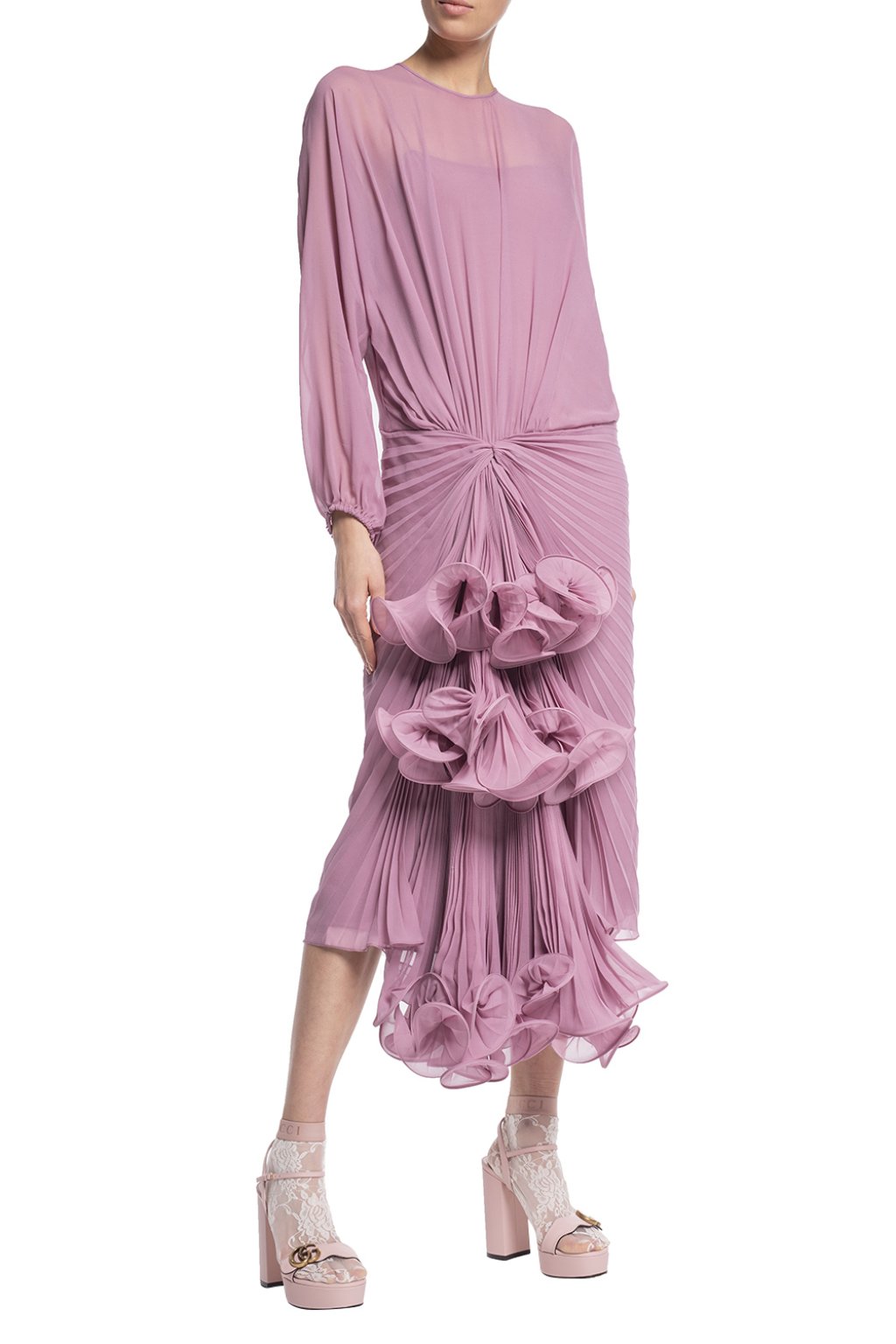 Gucci, Dresses, Gucci Pink Chiffon Ruffle Dress