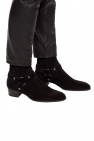 Saint Laurent BLACK 'Wyatt Harness' suede ankle boots