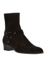 Saint Laurent BLACK 'Wyatt Harness' suede ankle boots