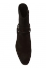 Saint Laurent BLACK 'Wyatt Harness' suede ankle boots