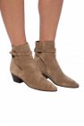 Saint Laurent BROWN 'West Jodhpur' heeled suede ankle boots