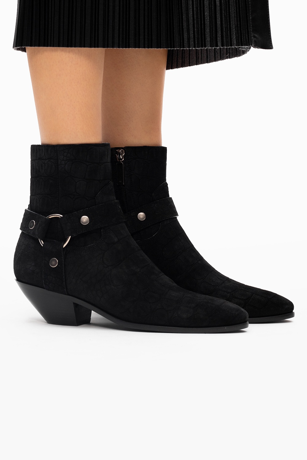Saint Laurent ‘West’ suede heeled ankle boots