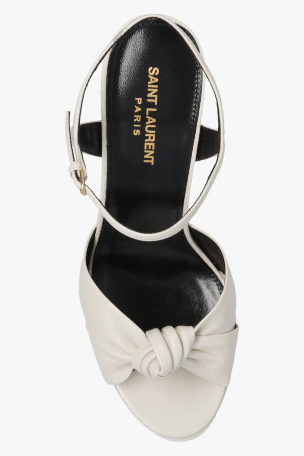 Saint Laurent Cream Patent Leather Amy Sandals Size 38 Saint Laurent Paris