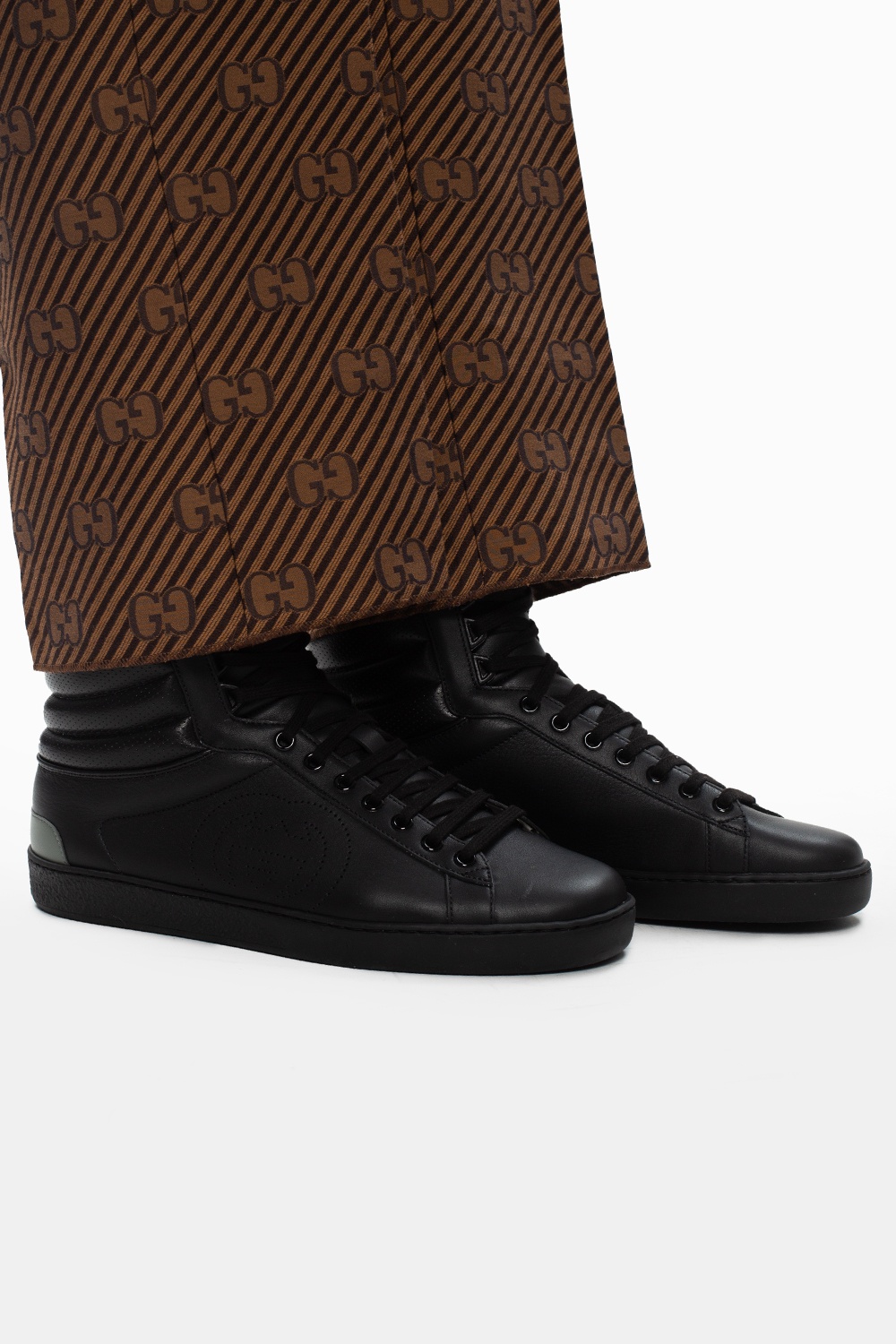 gucci Ruched ‘Ace’ high-top sneakers