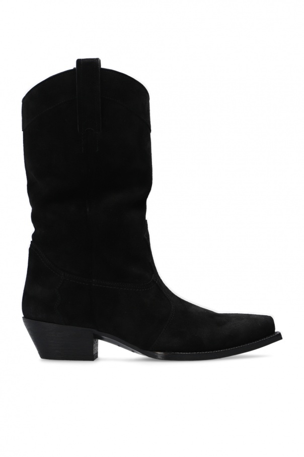 Saint Laurent black Lukas 40 suede cowboy ankle boots