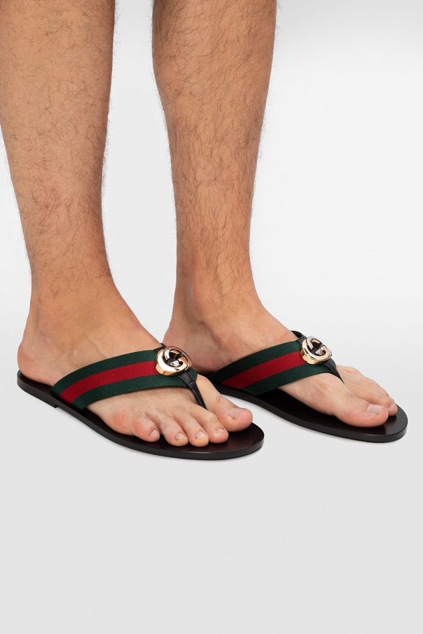 Gucci Web stripe flip-flops