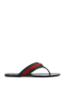 Gucci BLACK Web stripe flip-flops