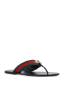 Gucci BLACK Web stripe flip-flops