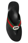 Gucci BLACK Web stripe flip-flops