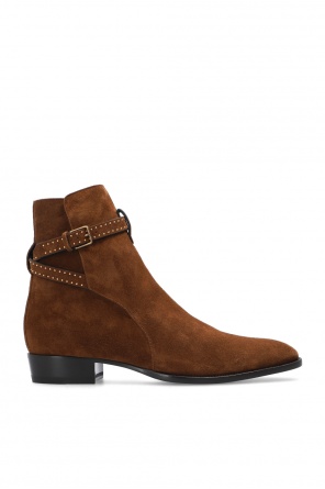 theo suede heeled ankle boots saint laurent shoes