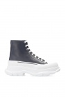Alexander McQueen Mens Court Mid Nappa Leather Sneakers in White Optical White