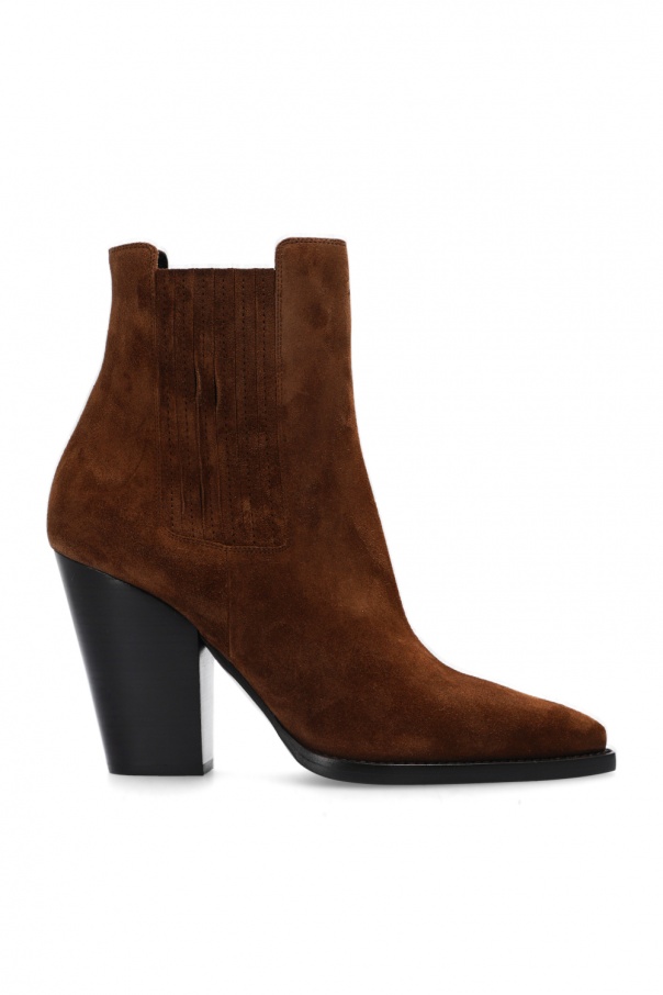 ‘Theo’ suede heeled ankle boots od Saint Laurent