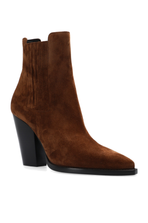 Saint Laurent ‘Theo’ suede heeled ankle boots