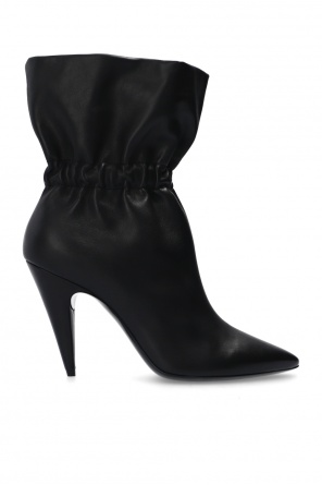 Saint Laurent Textured French Ankle Boots in Czarny Leather