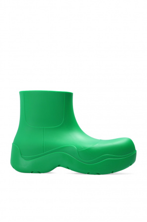 Ботинки bottega veneta black green lug boots мех