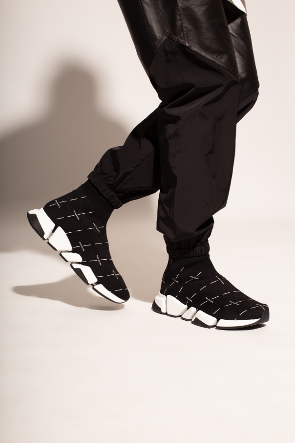 Balenciaga speed trainer all over logo high top sock sneaker Size