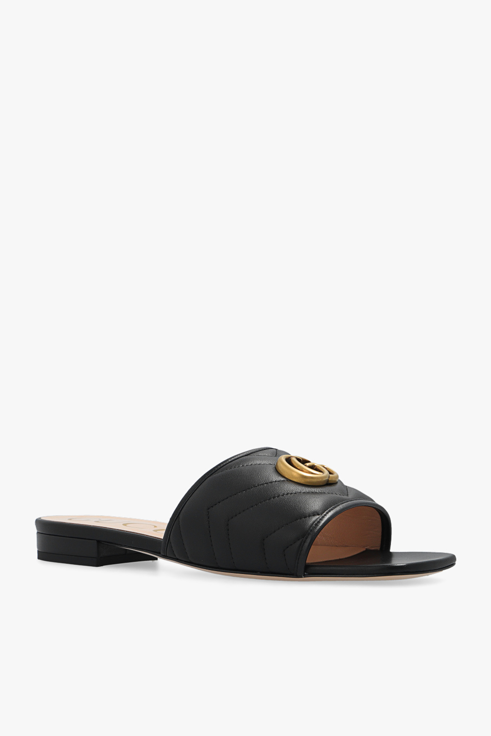 gucci face Leather slides