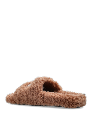 Balenciaga Furry slides with a glossy logo