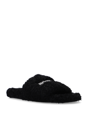 Balenciaga Faux fur slides with logo