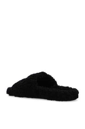 Balenciaga Faux fur slides with logo