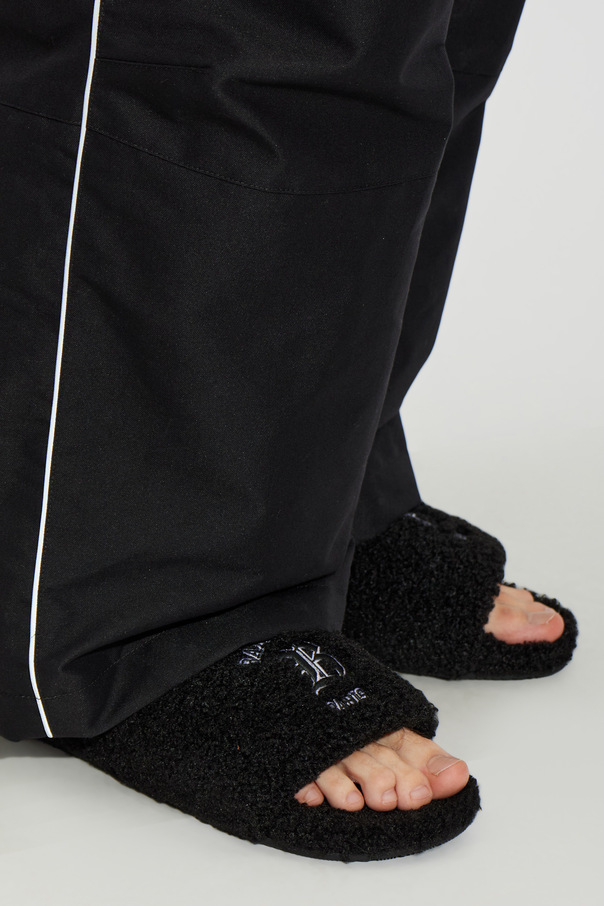 Balenciaga Fur slippers with logo