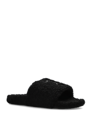 Balenciaga Fur slippers with logo