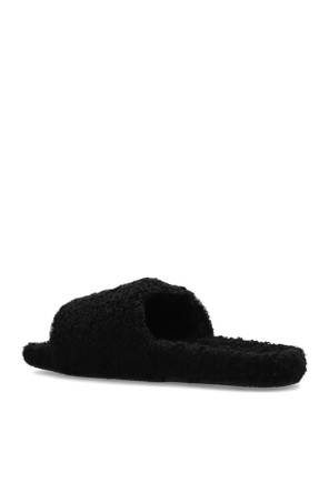 Balenciaga Fur slippers with logo