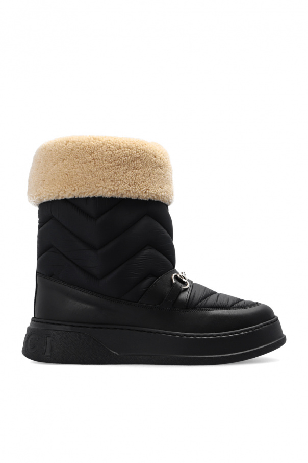Gucci GUCCI MERINO WOOL-TRIMMED ANKLE BOOTS