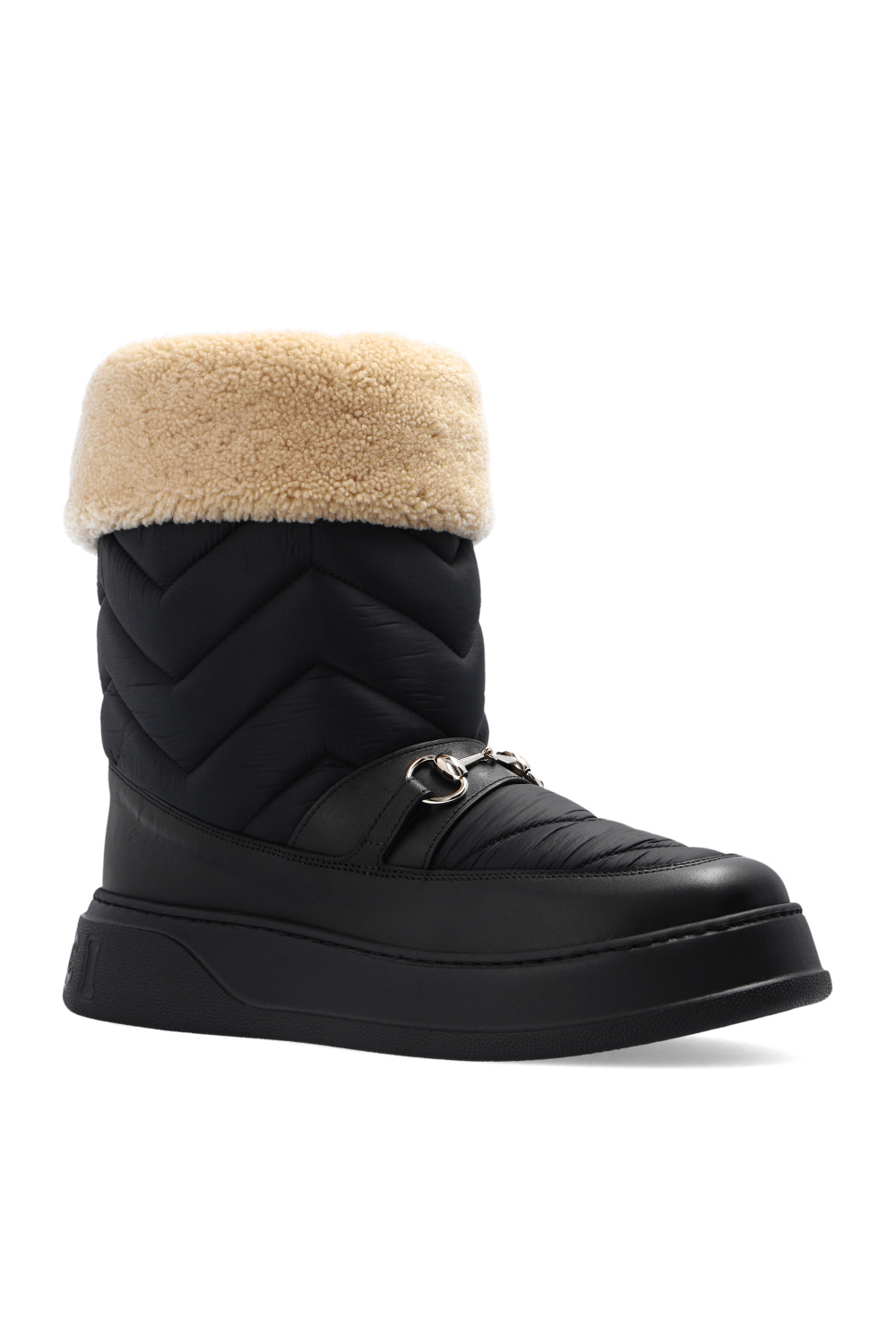 Gucci GUCCI MERINO WOOL-TRIMMED ANKLE BOOTS