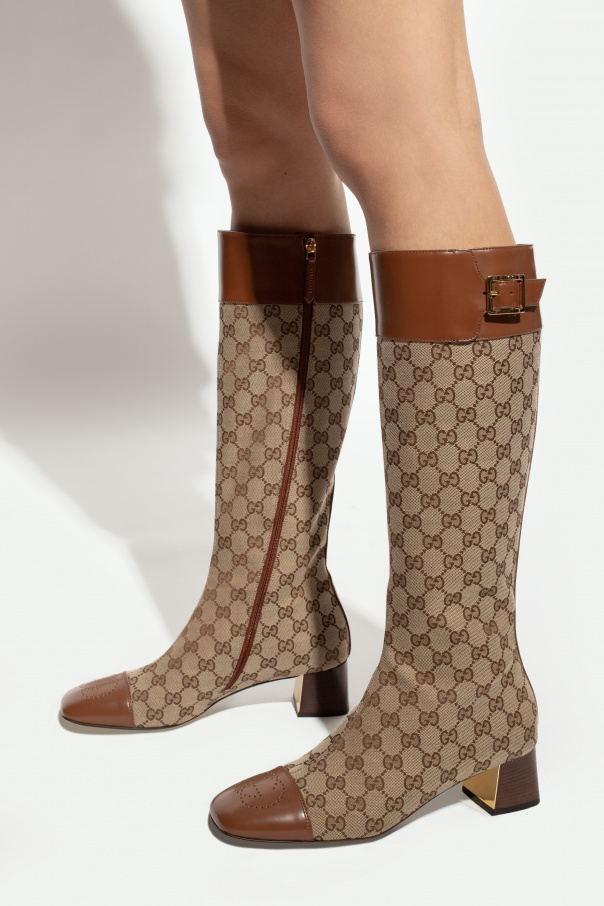 Brown 'GG Original' canvas knee-high boots Gucci - Vitkac TW