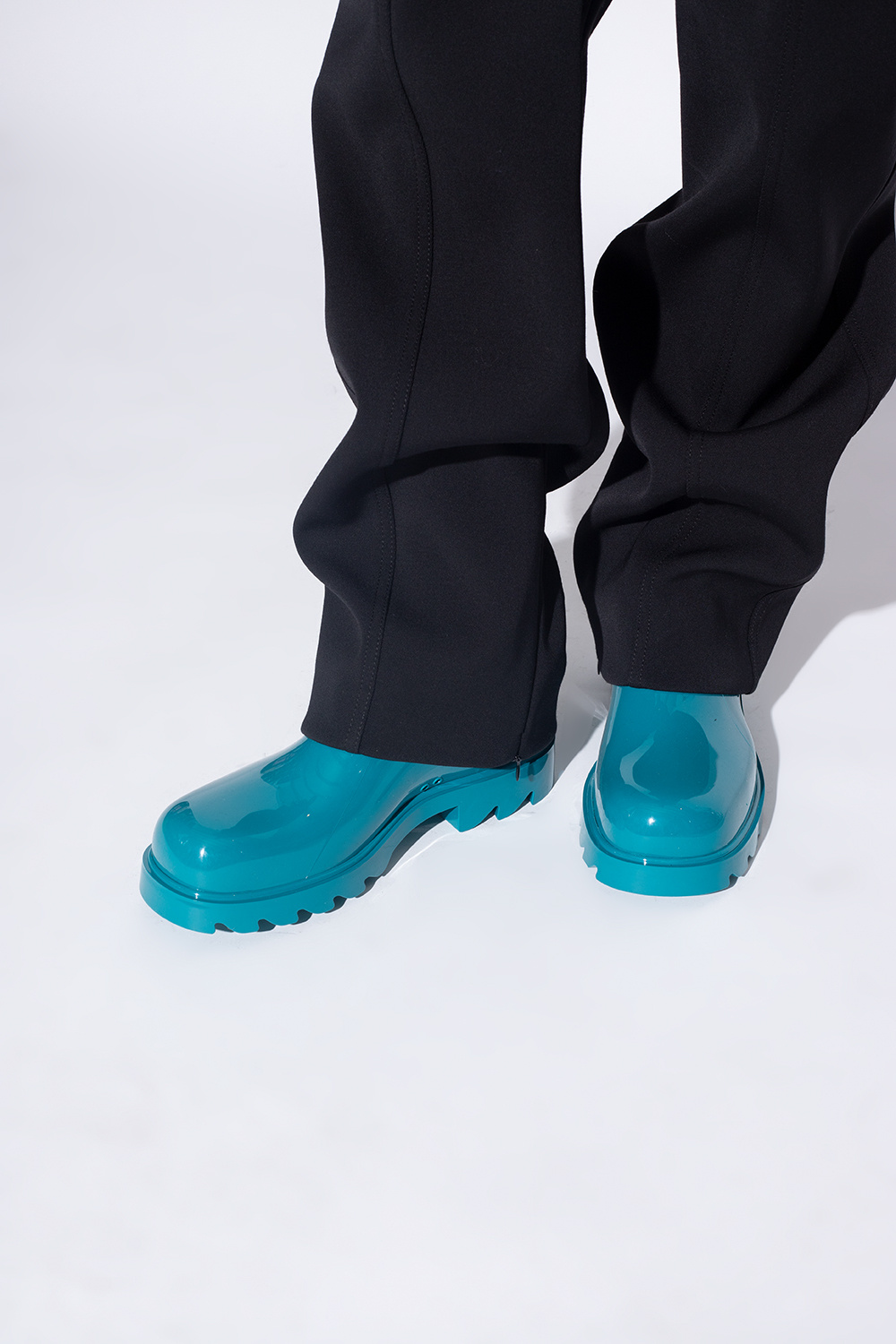 Bottega Veneta Blue Stride Rubber Ankle Boots for Men Mens Shoes Boots Casual boots 