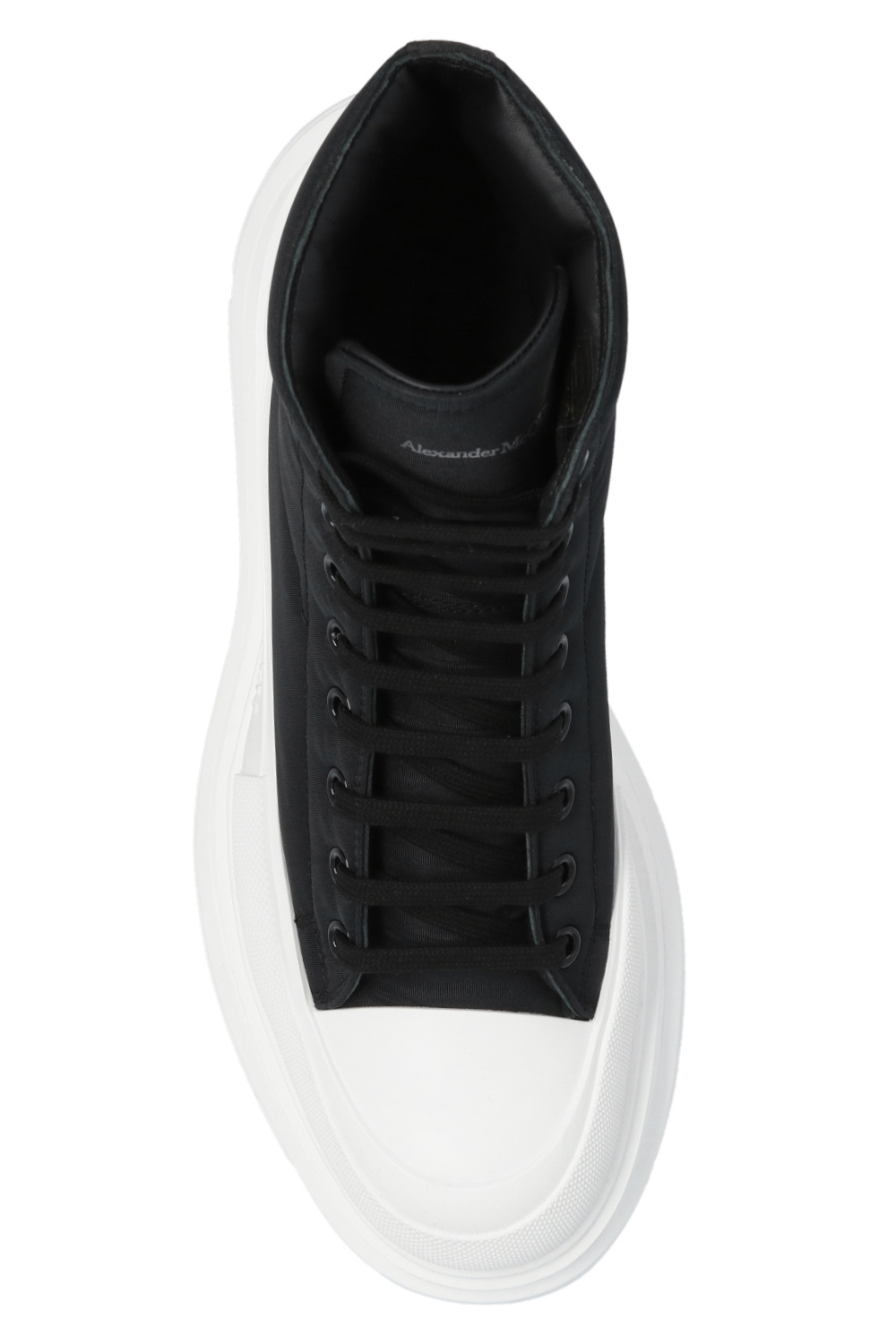 Alexander McQueen Heel Tab Wedge Sole Sneaker White & Black