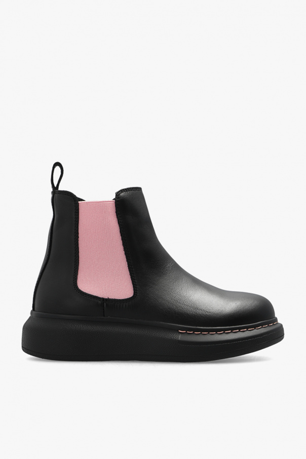 Alexander McQueen pointed-collar silk shirt Leather ankle boots