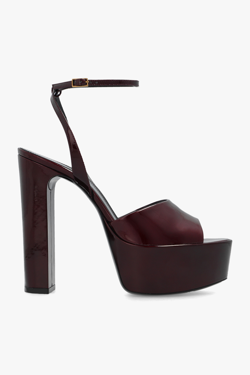 Louis Vuitton Burgundy/Black Patent Leather Ankle Strap Platform