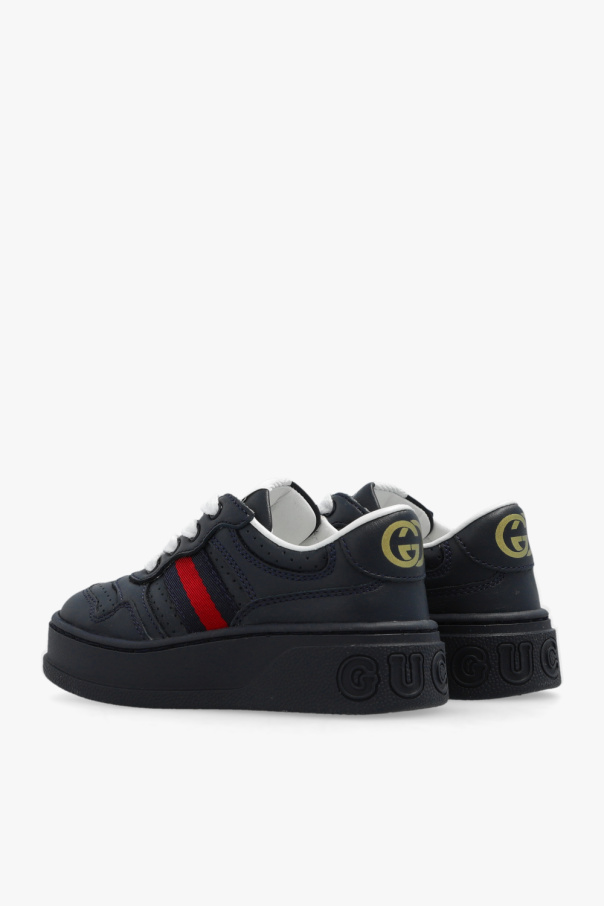 Gucci Kids Gucci Leather driver with Web Black