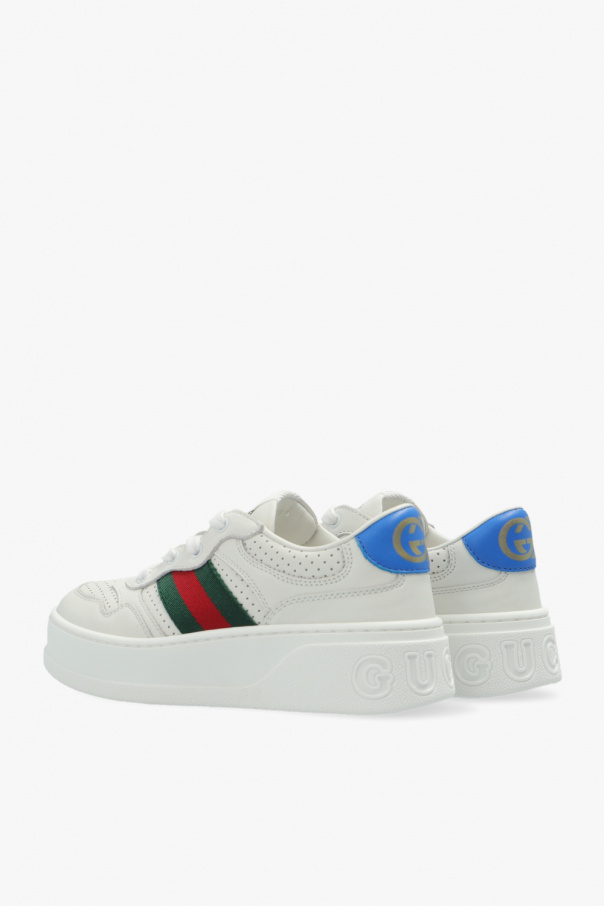Gucci Kids Gucci Leather mid-heel pump with half moon GG