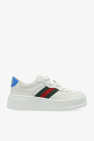 gucci ace snakeskin trimmed leather sneakers