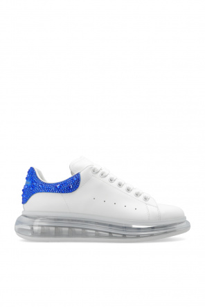 alexander mcqueen ssense exclusive white and silver glitter oversized sneakers