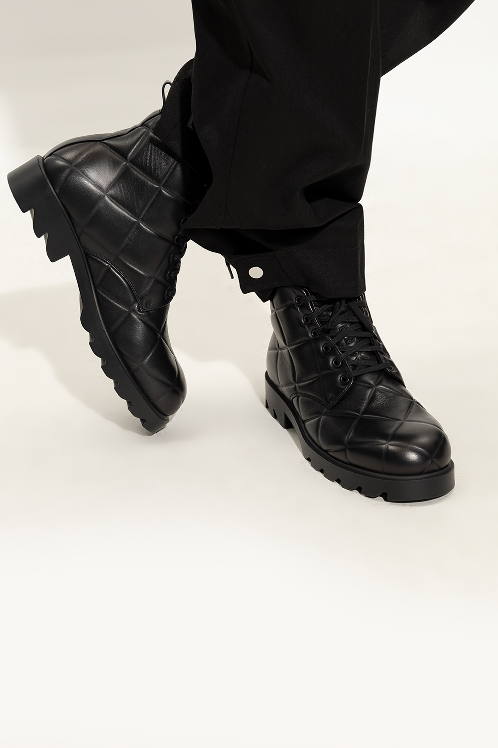 bottega crocodile-effect Veneta ‘Strut Grid’ ankle boots