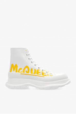 Alexander McQueen Mens Court Trainer Sneakers in White Lust Red