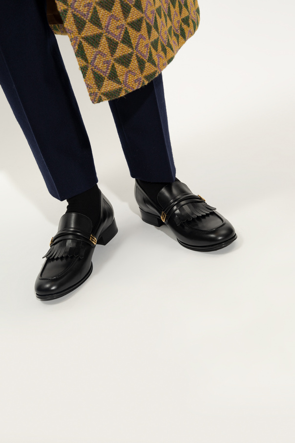 gucci embroidered Leather loafers