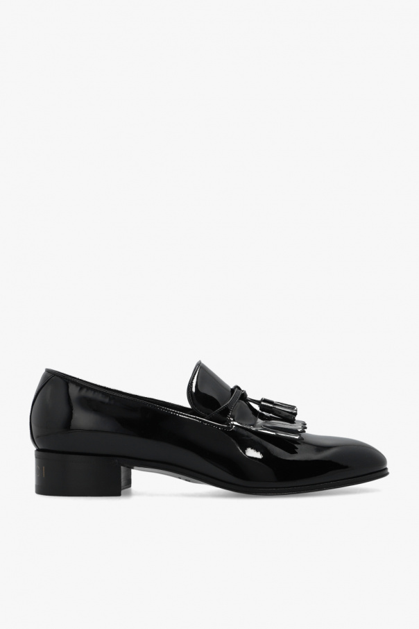 gucci pink Patent-leather loafers