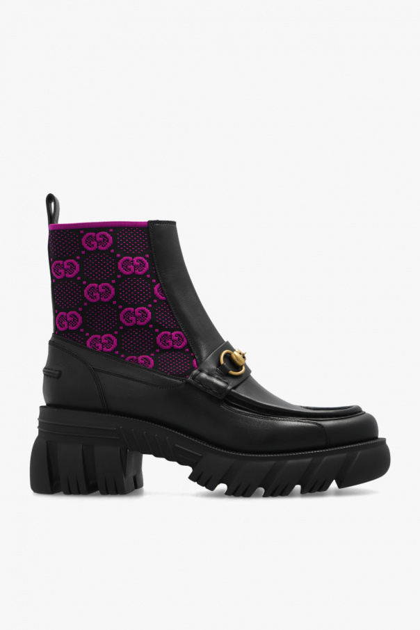 Gucci Monogrammed leather ankle boots