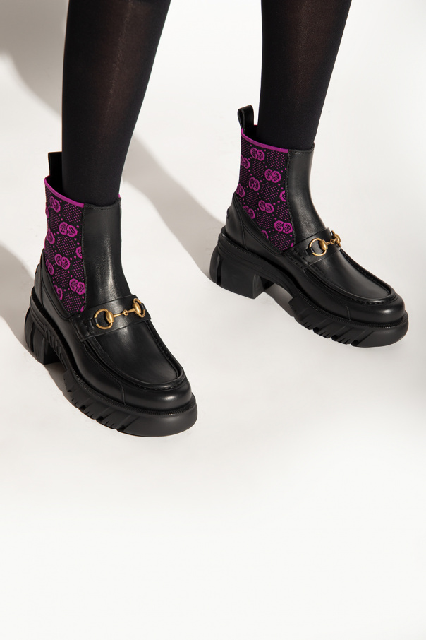 Gucci Monogrammed leather ankle boots
