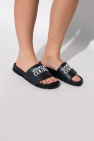 Black Wannabe Knit Lounge Pants Slides with logo