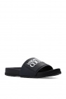 Black Wannabe Knit Lounge Pants Slides with logo