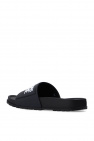 Black Wannabe Knit Lounge Pants Slides with logo